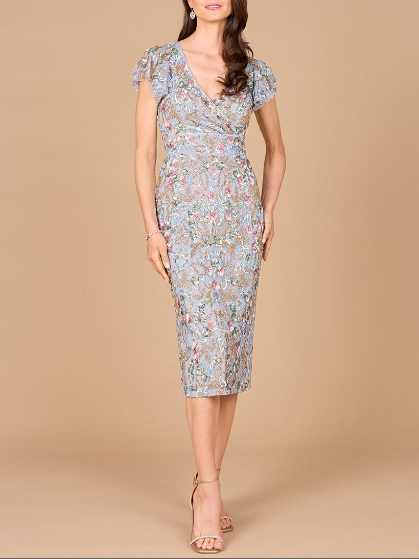 Floral Beaded Midi Dress by Lara New York