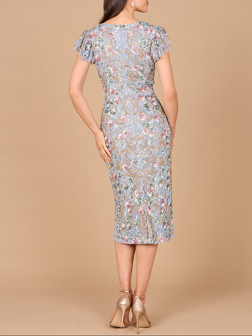 Floral Beaded Midi Dress by Lara New York