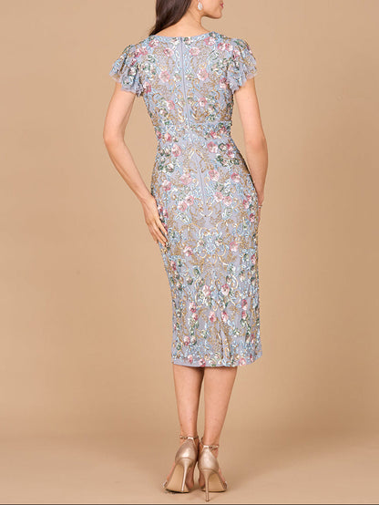 Floral Beaded Midi Dress by Lara New York
