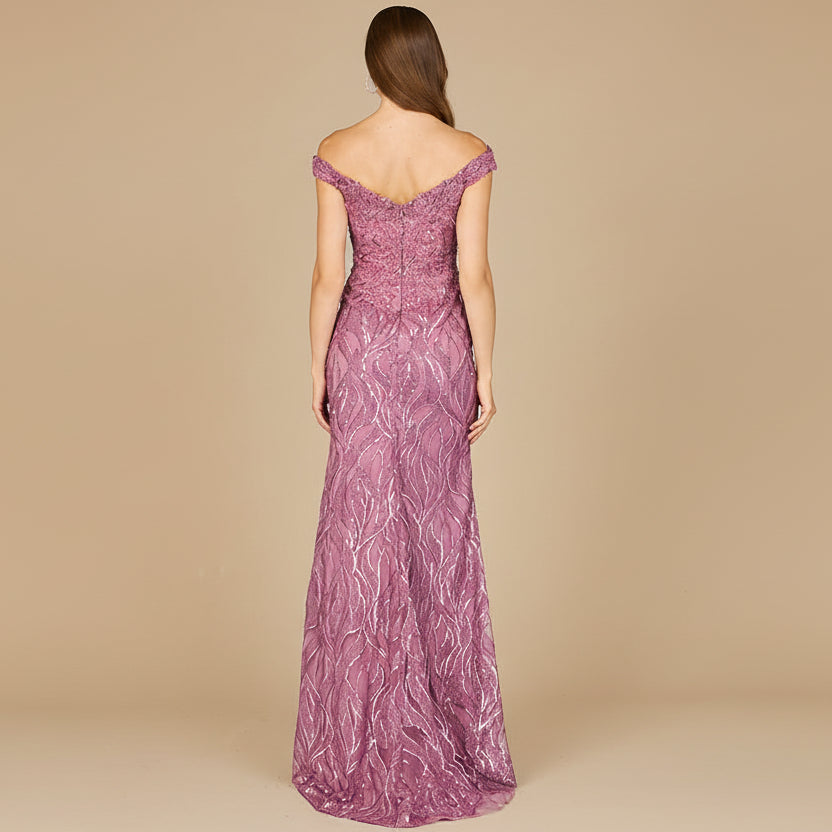 Off Shoulder, Mermaid Lace Gown by Lara New York