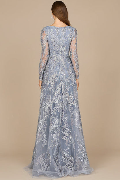 Lace Long Sleeve Gown with Overskirt by Lara New York