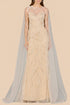 Long Cape Beaded Gown by Lara New York