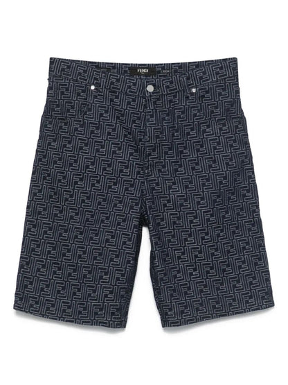 Fendi Men Ff Jacquard Denim Shorts by Luosophy