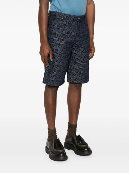 Fendi Men Ff Jacquard Denim Shorts by Luosophy