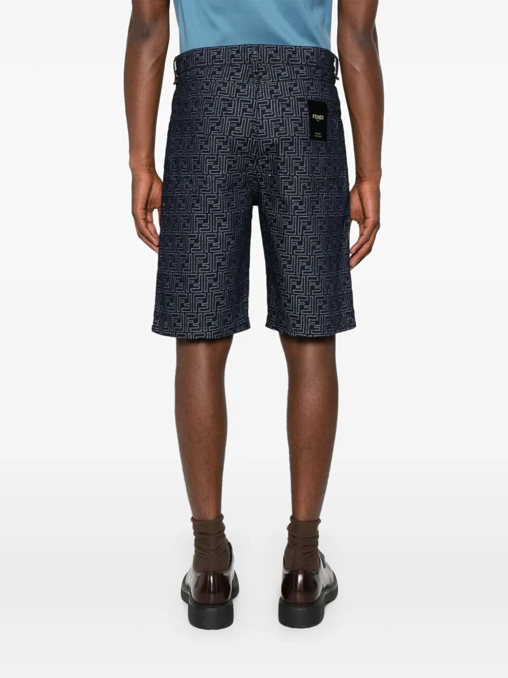 Fendi Men Ff Jacquard Denim Shorts by Luosophy