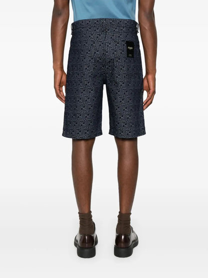 Fendi Men Ff Jacquard Denim Shorts by Luosophy