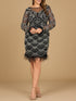 Beaded Short Dress with Feathers and Sleeves by Lara New York
