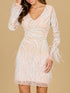 Beaded, Feather Cocktail Dress by Lara New York