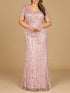 Short Sleeve, Beaded Mermaid Gown by Lara New York