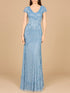Beaded Cap Sleeve Gown With V-Neckline - OUTLET by Lara New York