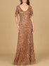 Beaded Gown With Cape Sleeves by Lara New York