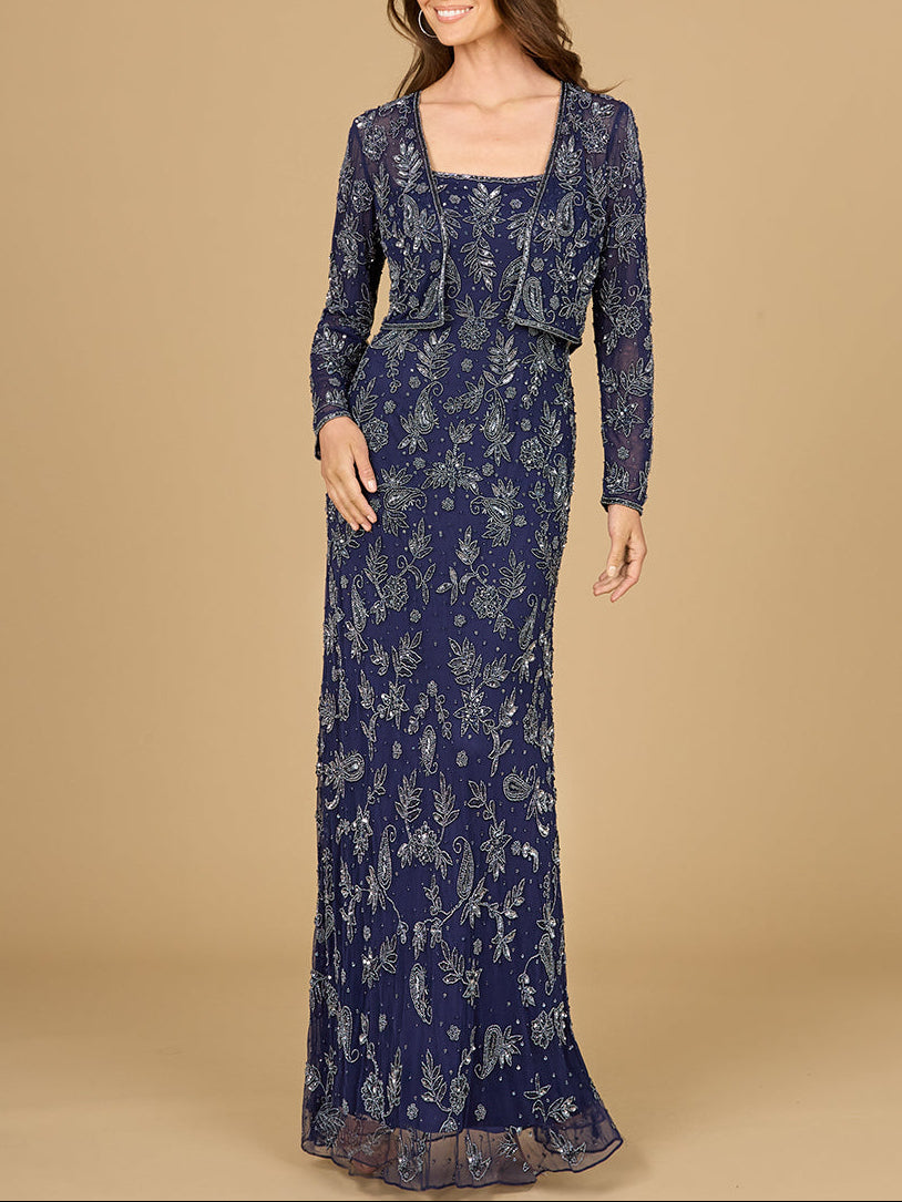 Sheath Gown with Long Sleeve Jacket by Lara New York