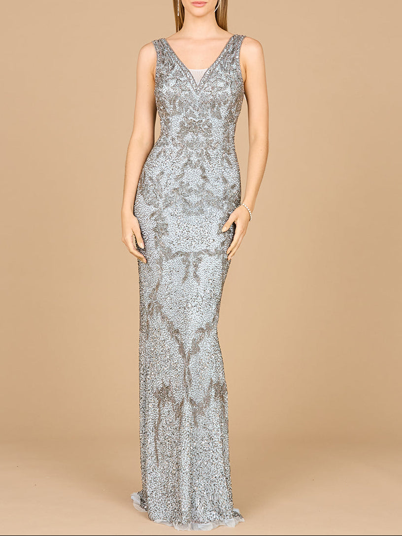 Cowl Back Classy Beaded Dress by Lara New York