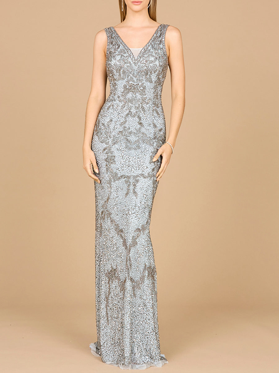 Cowl Back Classy Beaded Dress by Lara New York