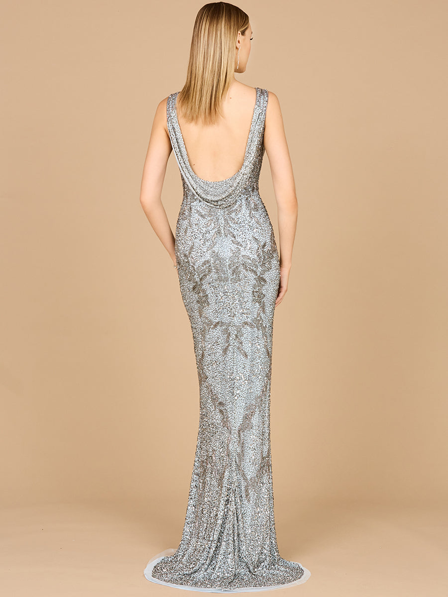 Cowl Back Classy Beaded Dress by Lara New York