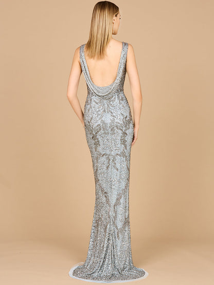 Cowl Back Classy Beaded Dress by Lara New York
