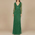 Elegant Long Sleeve Beaded Gown - OUTLET by Lara New York