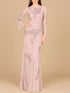 Long Sleeve, High Neck Beaded Gown - OUTLET by Lara New York