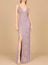 Embellished Gown with Slit And Spaghetti Straps - OUTLET by Lara New York