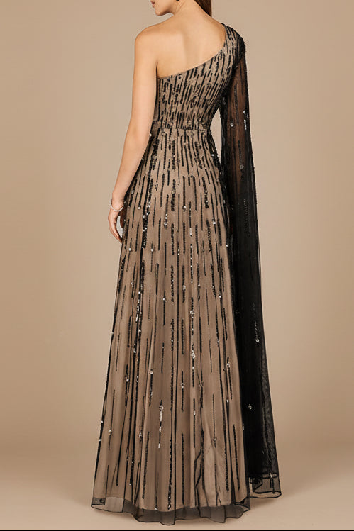 One Shoulder A-Line Gown by Lara New York