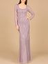 V Neck Beaded Long Sleeve Dress by Lara New York