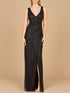 Beaded Black Gown with Slit by Lara New York