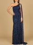 One Shoulder Cape Gown by Lara New York
