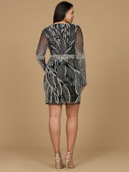 Long Sleeve V-Neck Cocktail Dress by Lara New York