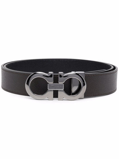 Ferragamo Men Hammered Leather Reversible Gancini Belt by Luosophy