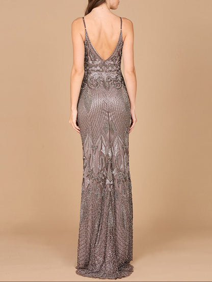 Sleeveless V-Neck Beaded Dress by Lara New York