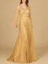 Beaded Long Dress with Flare Sleeves by Lara New York