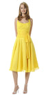 CLEARANCE - Halter Strap Yellow Chiffon Knee Length Dress With Bow (Size Small) by DiscountDressShop