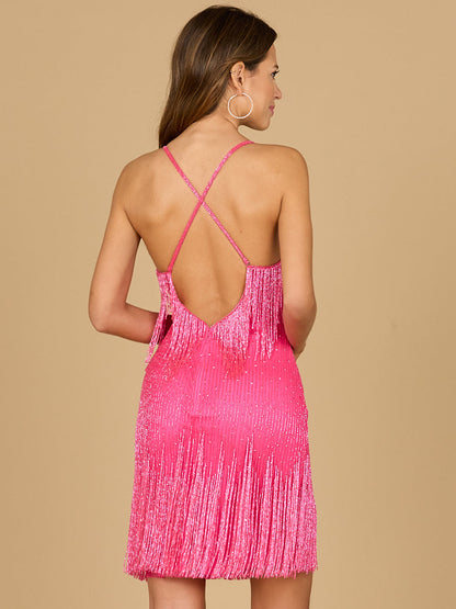 Spaghetti Strap Fringe Dress by Lara New York
