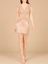 Beaded Fringe Short Dress with Cap Sleeves by Lara New York