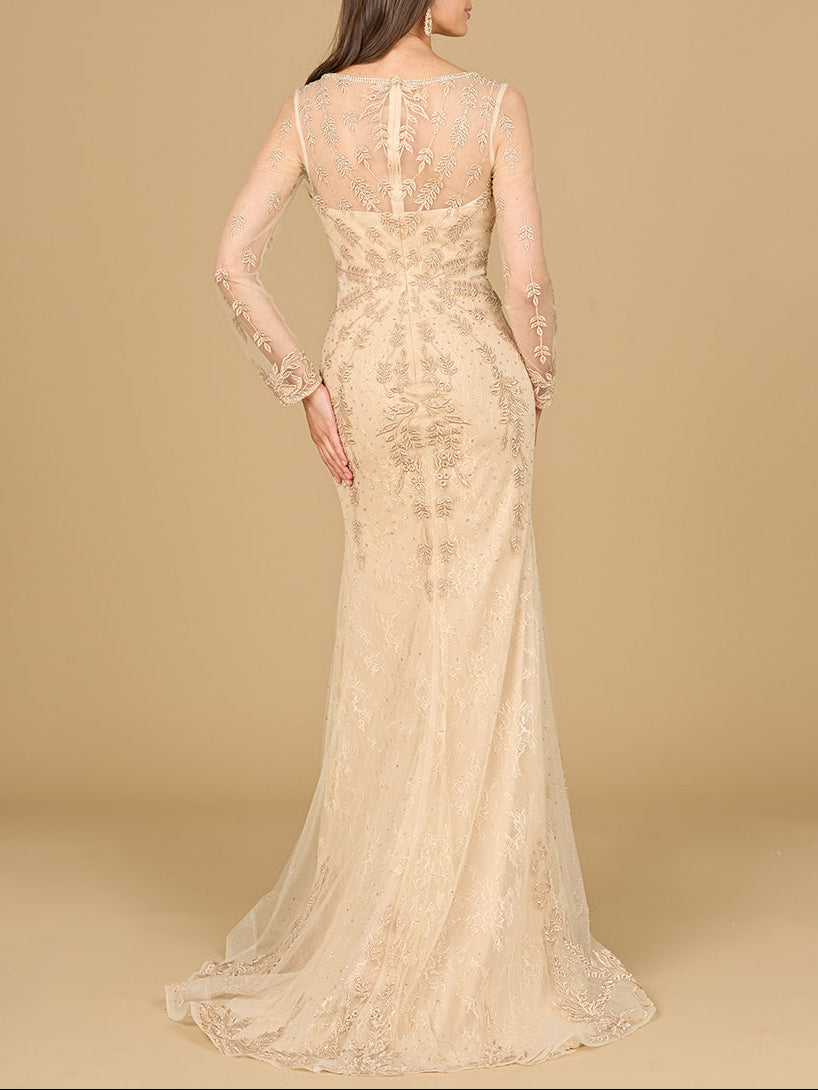 Long Sleeve Lace Mermaid Gown by Lara New York