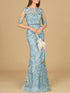 Short Sleeve Lace Fitted Gown by Lara New York