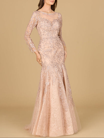 Long Sleeve, Mermaid Lace Gown by Lara New York