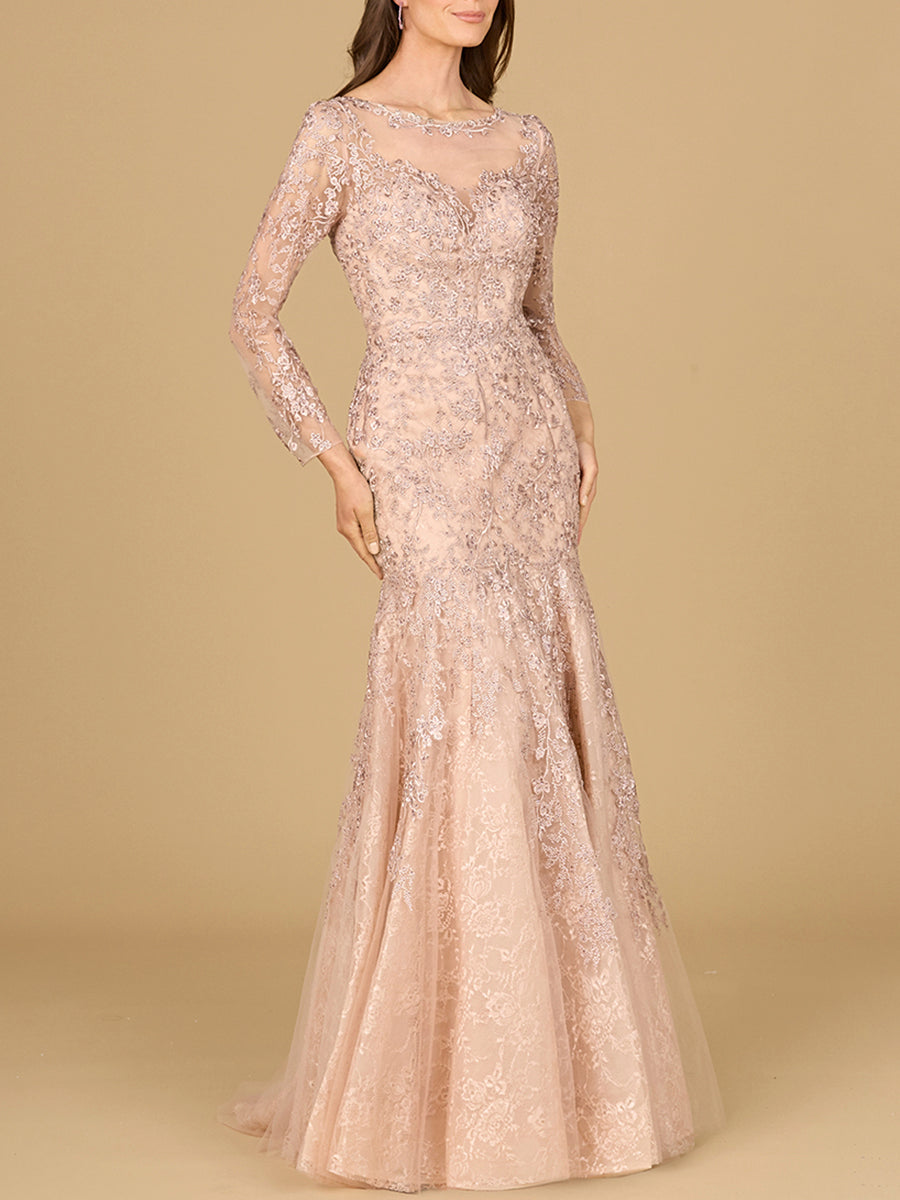 Long Sleeve, Mermaid Lace Gown by Lara New York