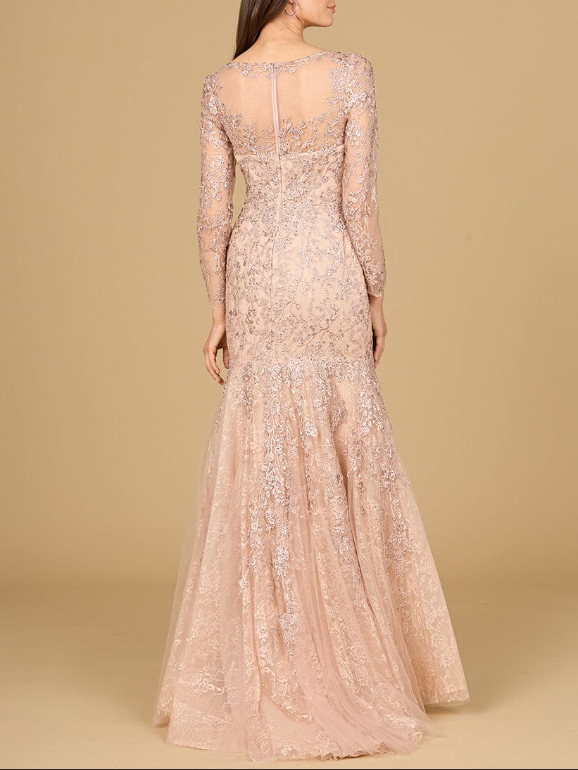 Long Sleeve, Mermaid Lace Gown by Lara New York