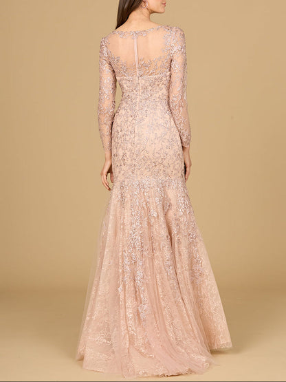 Long Sleeve, Mermaid Lace Gown by Lara New York