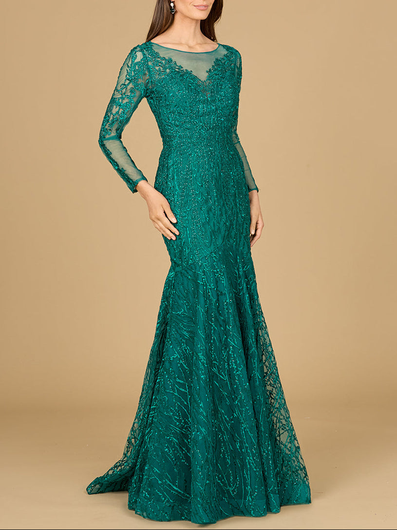 Mermaid, Long Sleeve Lace Gown by Lara New York