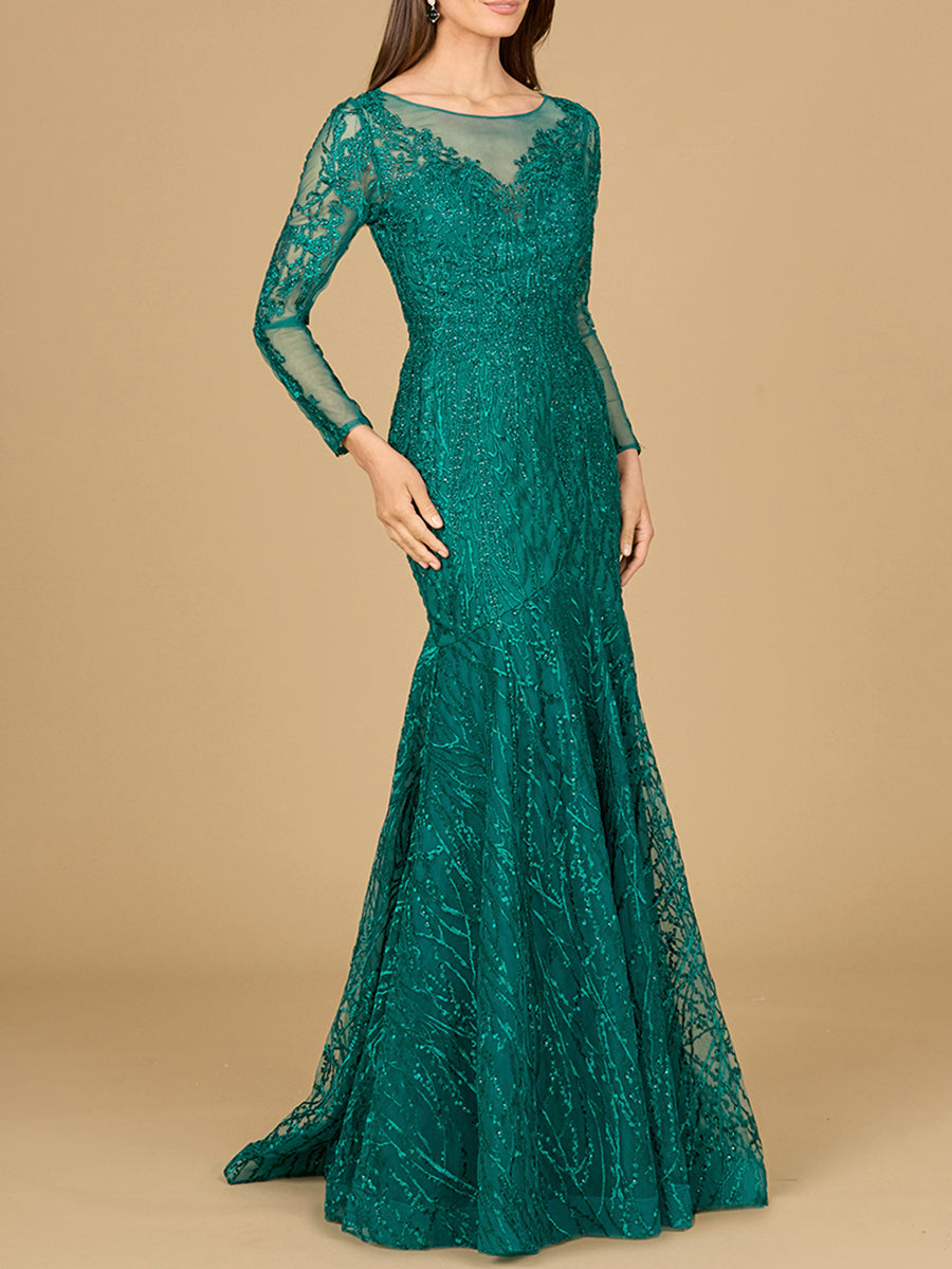 Mermaid, Long Sleeve Lace Gown by Lara New York