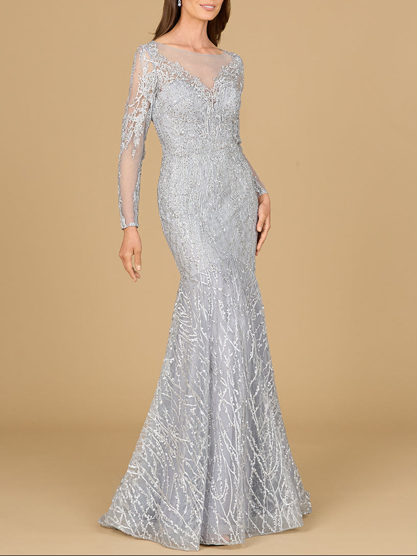 Mermaid, Long Sleeve Lace Gown by Lara New York