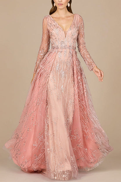 Elegant Overskirt Dress with Long Sleeves by Lara New York