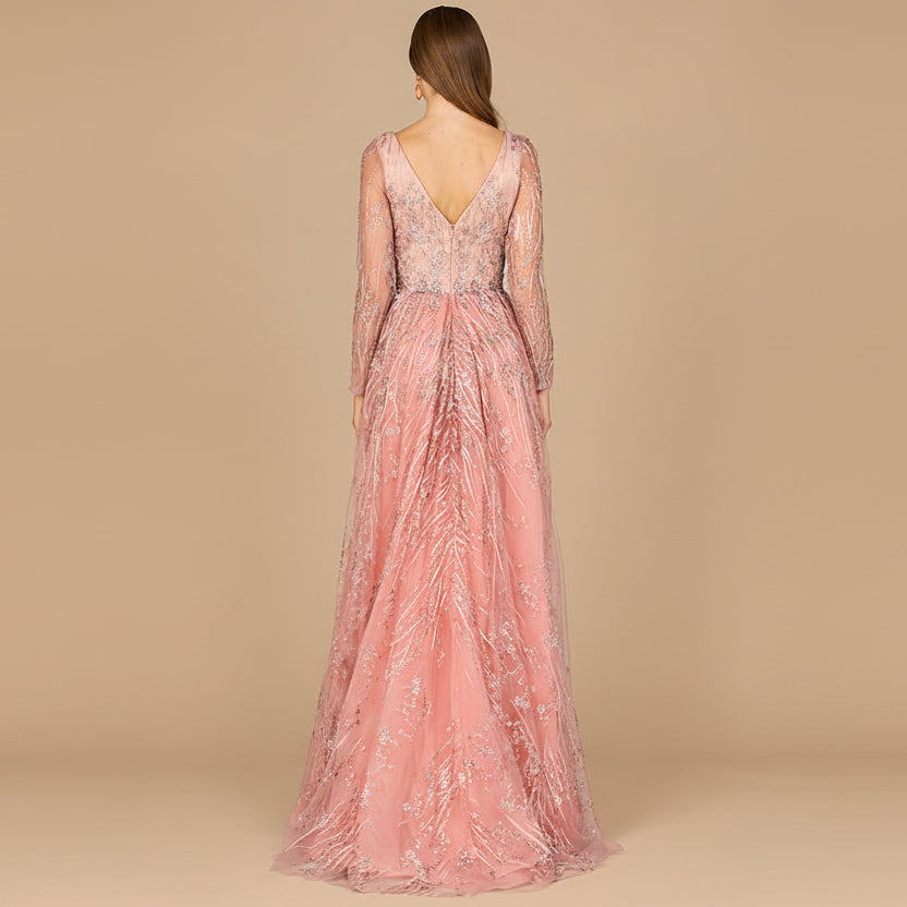 Elegant Overskirt Dress with Long Sleeves by Lara New York