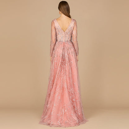 Elegant Overskirt Dress with Long Sleeves by Lara New York