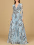 Long Sleeve V-Neck A-Line Gown by Lara New York