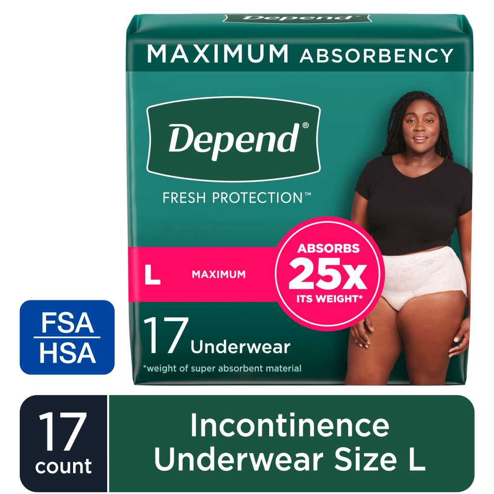 Depend Fresh Protection Incontinence Underwear for Women, Large, 17 Count by Pasteur Pharmacy