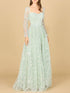 Long Sleeve Beaded Lace Gown by Lara New York