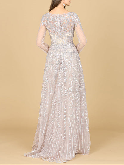 Long Sleeve High Neck Gown by Lara New York